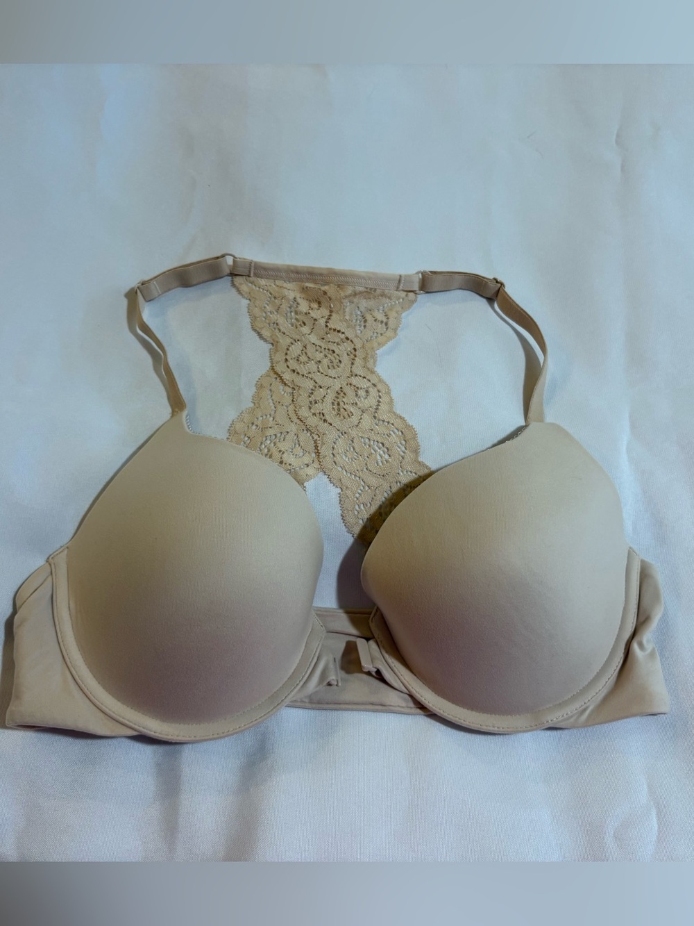 Victoria's Secret Beige Lace-Back T-Shirt Bra size 36C